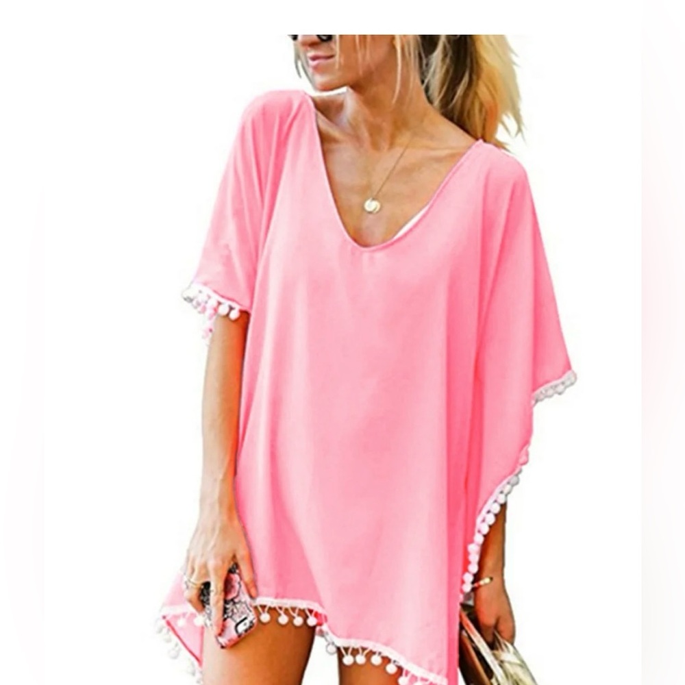 36. Pink Sheer Swim Cover-Up